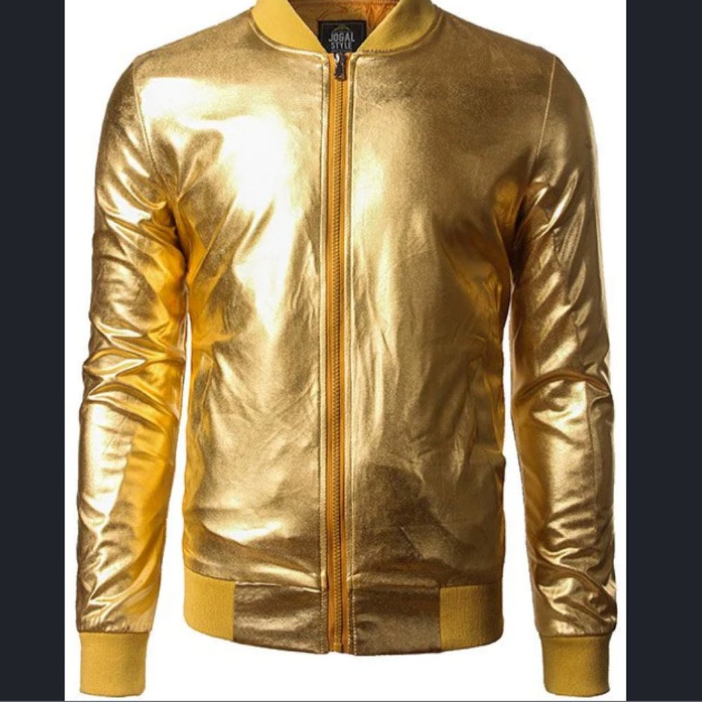 NEW Retro bomber GOLD Jacket